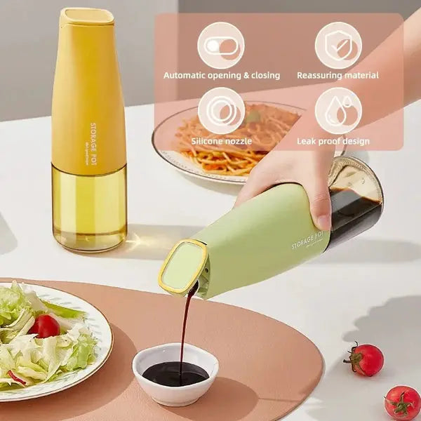 "500ml Auto Flip Glass Oil Bottle – Easy Pour & Stylish Kitchen Essential"